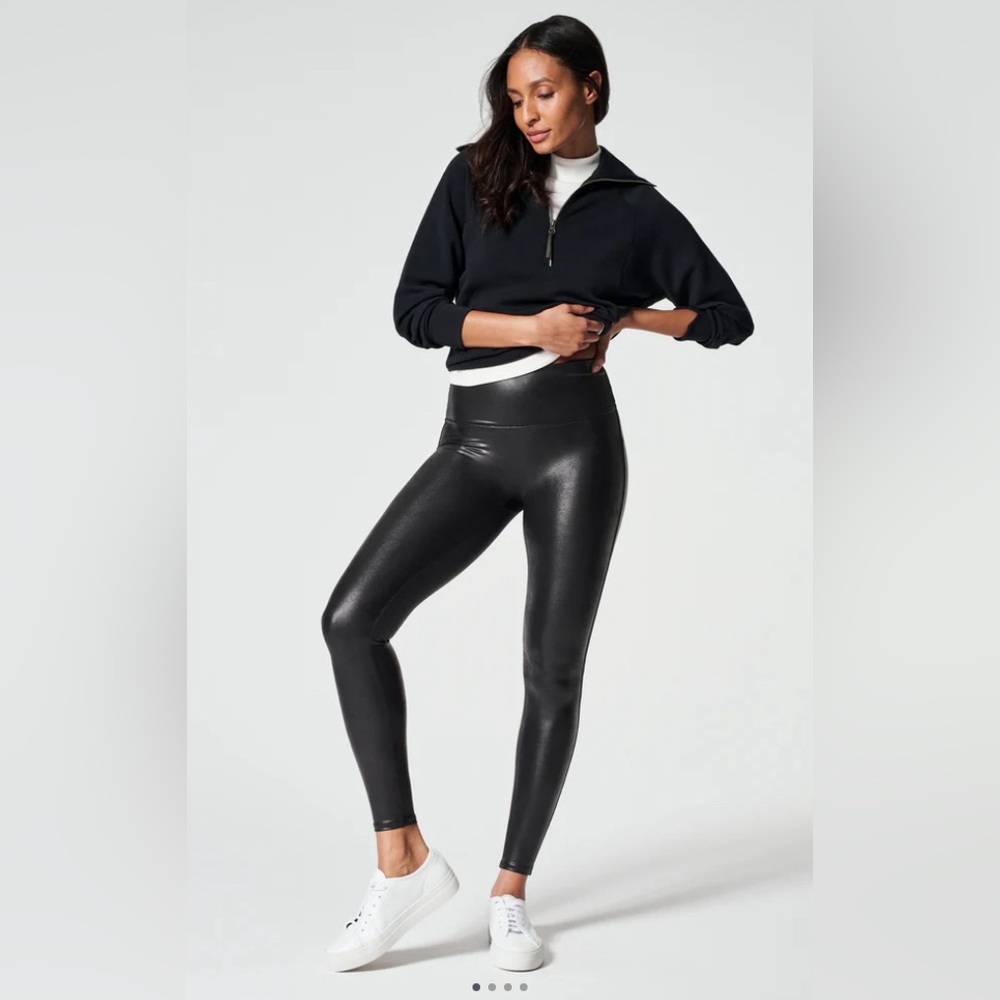 NWT SPANXshape black faux leather leggings size 1X